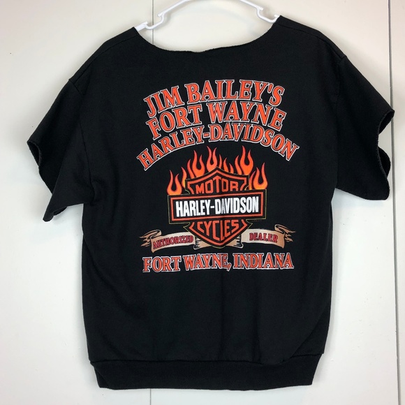 Vintage Harley Davidson 1998 Cut Off Sweater Shirt - Picture 3 of 8